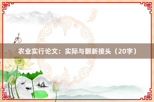 农业实行论文:实际与翻新接头(20字)